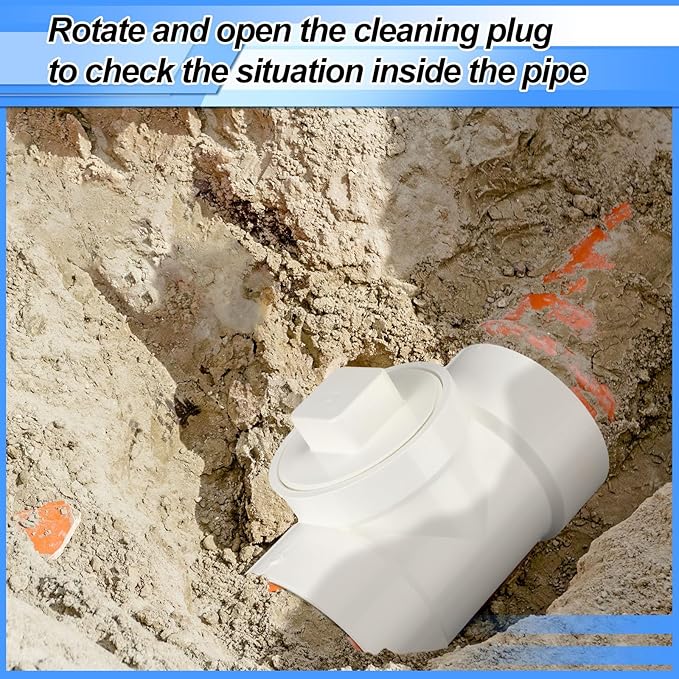4" Hub x 4" Hub x 4" PVC Dwv Pipe Fitting Cleanout Tee with Plug Sewer Cleanout Adapter with NPT Female for Drainage Piping, Ventilation and Other System Drain