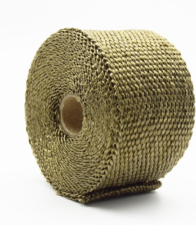 DOBTIM Fireproof Pipe Wrap Insulation 2" Wide X 16' Long, Fiberglass Heat Shield Tape Pipe Webbing for Stove Flue Protector with 2 Clamps, Titanium