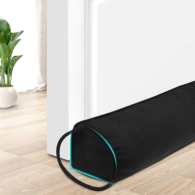 TORRAMI Under Door Draft Stoppers 38 Inch, Heavy Triangle Stop Draft Block Cold Air/Wind/Breeze Noise Blocker Door Sweeps Weather Stripping Bottom Seal Black