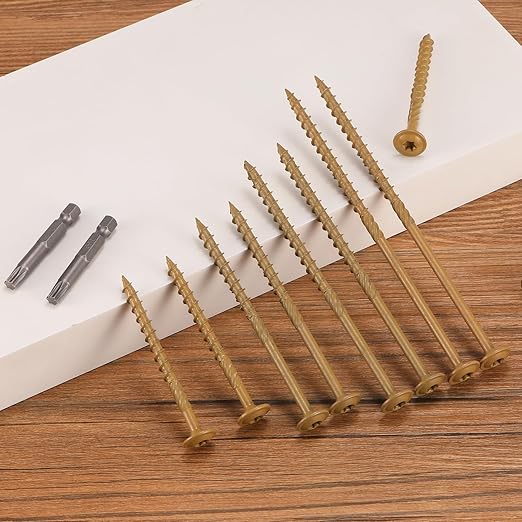 #14 x 6 Inch Lag Screws (21Pcs) 1lb. Structural Wood Screw, Bronze, Carbon Steel, Washer Head, Rust Resistant epoxy Coated, T30 Star Bit