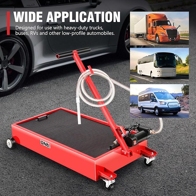 DNA Motoring 20 Gallon Electric Oil Drain Pan with Pump, Evacuation Hose, T-Handle, Low Profile for Trucks Buses RVs, TOOLS-00385