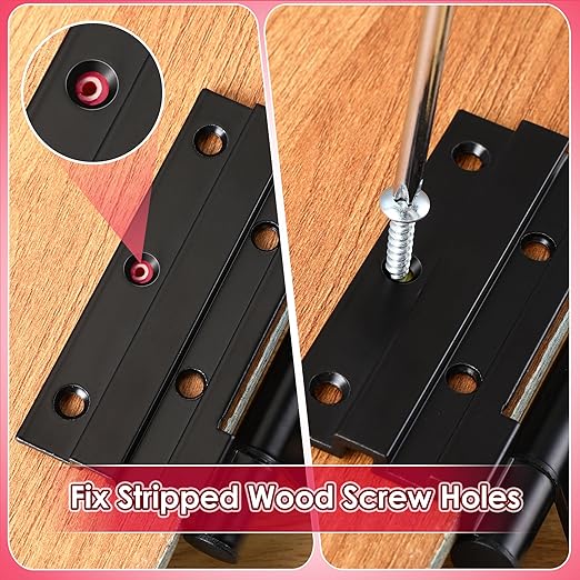 30 Pcs Wood Anchor, Stripped Screw Hole Repair Kit for Wood, Door Hinge Screw Hole Repair Fits Screws Sizes #2 to #16, Red