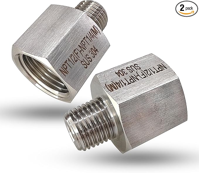 Reducer Adapter Fitting, 1/2" NPT Female x 1/4" NPT Male Reducing Pipe Connector 304 Stainless Steel Reducer Adapters Pipe Fittings (1/2" Female x 1/4" Male)