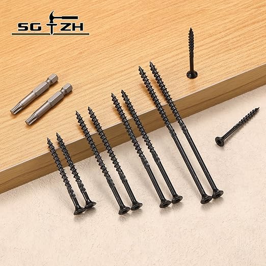 #9 x 3 Inch Deck Screws (69Pcs) 1lb. Carbon Steel, Black, Flat Head, Rust Resistant epoxy Coated, with T25 Star Bit