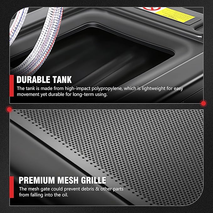 DNA Motoring 17 Gallon Electric Oil Drain Pan with Pump, Evacuation Hose, T-Handle, Low Profile for Trucks Buses RVs, TOOLS-00383