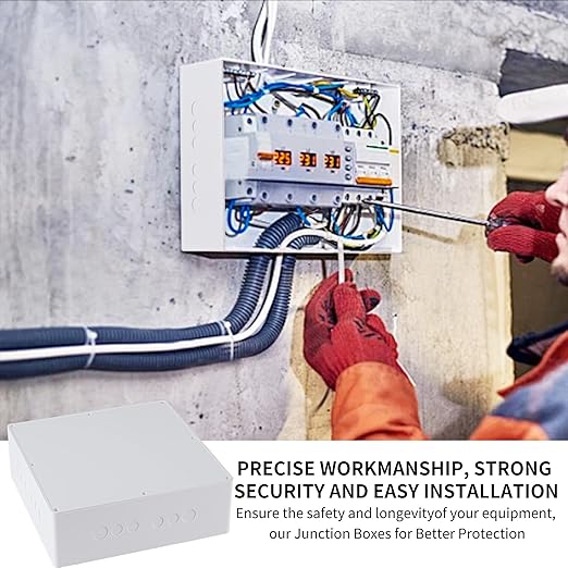 12" x 12" x 4" PVC Plastic Junction Box with Pre Molded 3/4" & 1" Punch in Holes Waterproof Electrical Boxes Project Junction Conduit Box for Electrical Outdoor Enclosure
