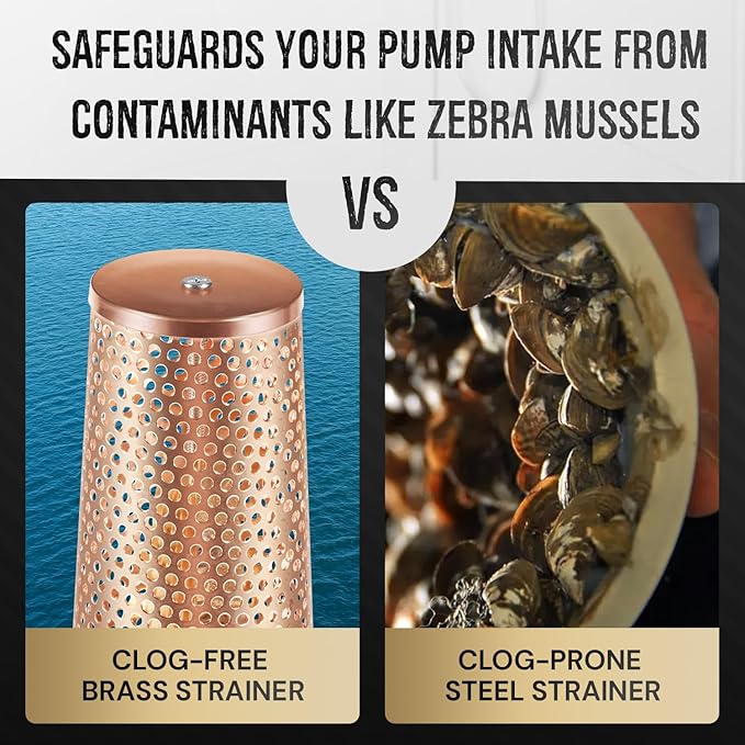 2" One-Way Foot Valve, No-Lead Brass With ZEBRA MUSSEL Strainer to Filter Impurities, No Return Valves Prevent Backflow of Media for Irrigation Water Pump