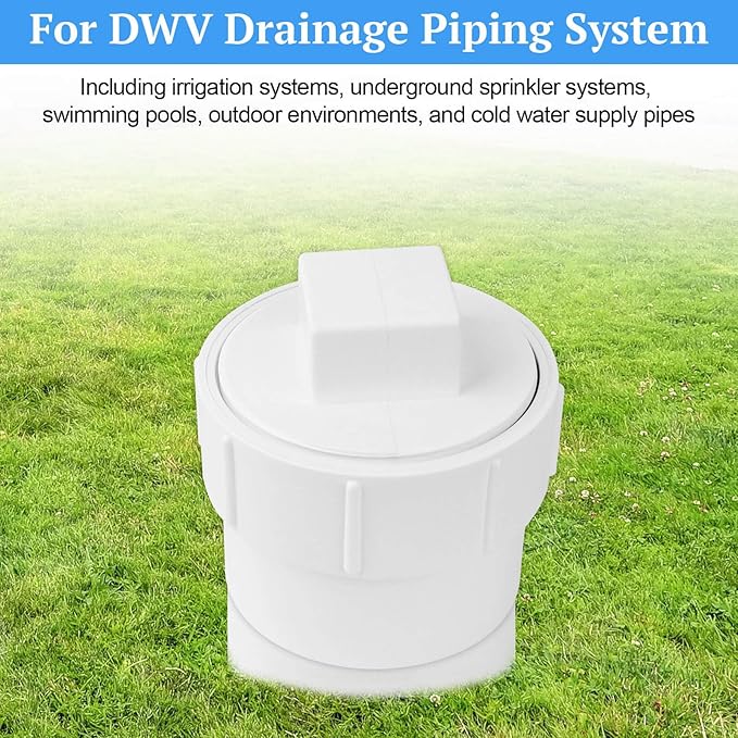 3" PVC Sewer Cleanout Adapter with Plug Pipe Fitting, PVC DWV Flush Sewer Cleanout Cap for Drainage Piping Connect System Outdoor Garden, RV Sewer and More