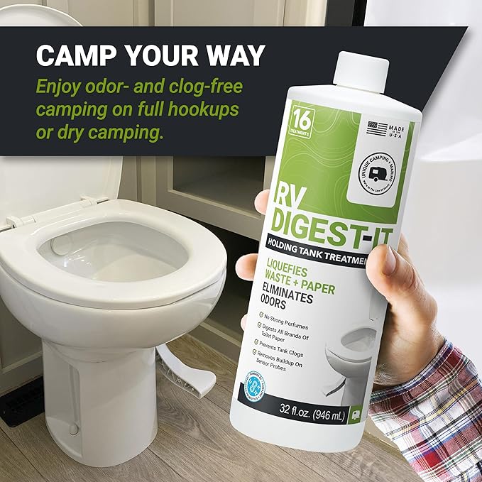 Unique RV Digest-It RV Toilet Treatment - Eliminates Odors at the Source and Liquifies Waste - 16 Uses Per Bottle (32 oz)