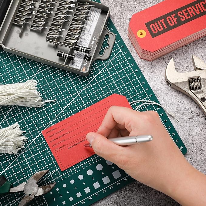 Out of Service Tags, Red Tags, Maintenance Required Label with Cotton String, 8 Inch Tag(300 Pack)