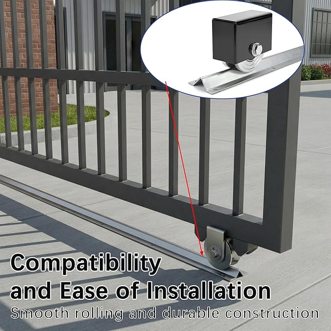 4 FT Heavy Duty Extra Wide V-Track (4FT×1), Compatible with 4" & 6" Large V-Groove Rollers for Smooth Sliding Without Hitting Anchor Bolts Includes Hammer Drive in Anchors for Sliding Gates Driveway