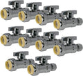 [10-Pack] PROCURU PushFit Straight Stop Valve 1/2" Push x 3/8" OD Comp, Quarter-Turn, Faucet/Toilet Shut Off Valve (8X8022-10P)