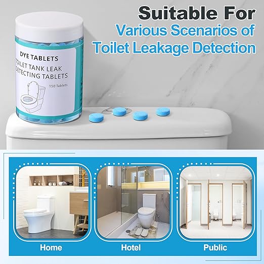 Demissle 150 Pcs Toilet Leak Detection Tablets, Blue Dye Tablets with Storage Bottle, Detect Silent Tank Leaks, Water Tracer Dye for Bathroom Toilets Detection