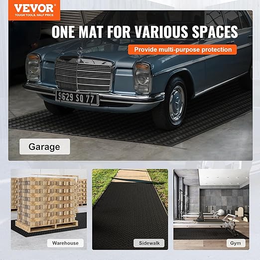 VEVOR Diamond-Plate Rubber Flooring Roll, 3 mm x 4 ft x 10 ft Garage Floor Mat, SBR, Easy to Clean, Diamond Plate Rubber Mat for Under Cars, Garage Industry Gym, Black