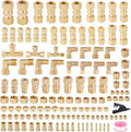 135PCS Brass Compression Tube Pipe Fittings Kits, 1/8" 3/16" 1/4" 3/8" 1/2" Union/Tee/Elbow/Straight Connector for Industrial Use and Trucks Trailers