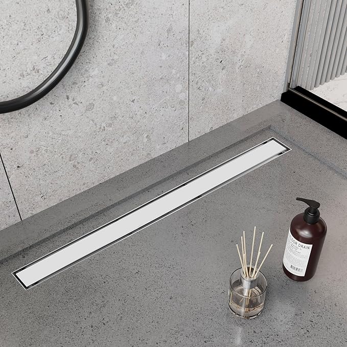 48 Inch Linear Drain Shower Drain Brushed Floor Drain with Removable SUS304 Stainless Steel CUPC Certificate and 2-in-1 Tile Insert Grate Cover
