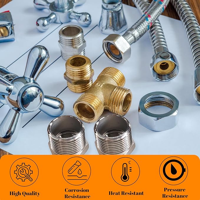 2 Pcs Stainless Steel Bushing 3/4" Male to 3/8" Female, 3/4" to 3/8" NPT Adapter Hex Stainless Steel Reducing Pipe Adapter Fitting Pipe Tube Adapter Convert