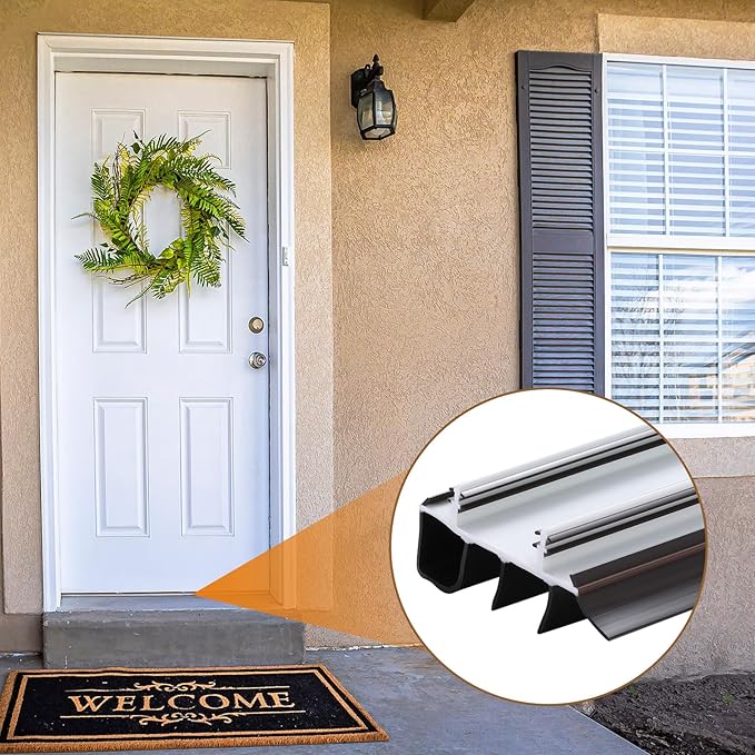 2 Pack 36" Replacement Door Sweep Hardware Double Bubble Kerf Door Sweep Door Bottom with Vinyl Fins Weather Stripping Door Seal for Bottom of Door Exterior, Weatherproof Design