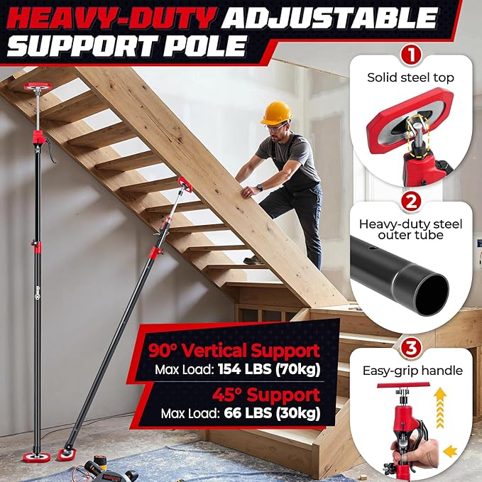 XINQIAO Cabinet Jacks for Installing Cabinets, Heavy Duty Third Hand Tools Adjustable Support Pole from 49.2 in to 114.2 in, 4 PCS