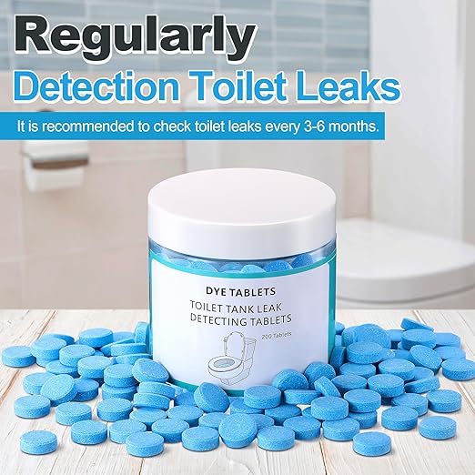 Demissle 200 Pcs Toilet Leak Detection Tablets, Blue Dye Tablets with Storage Bottle, Detect Silent Tank Leaks, Water Tracer Dye for Bathroom Toilets Detection