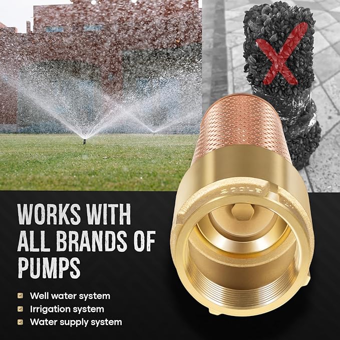 2" One-Way Foot Valve, No-Lead Brass With ZEBRA MUSSEL Strainer to Filter Impurities, No Return Valves Prevent Backflow of Media for Irrigation Water Pump