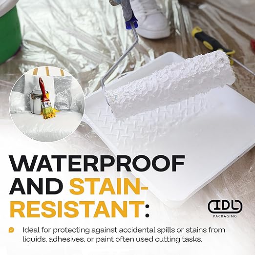 Plastic Sheeting 4 mil, 8' x 50' (400 sq. ft.) - Thick Semi-Clear Plastic Sheeting for Construction, Painting, Slide&Slip - LDPE Film Roll - Heavy Duty Thick Polyethylene Rolls by IDL Packaging