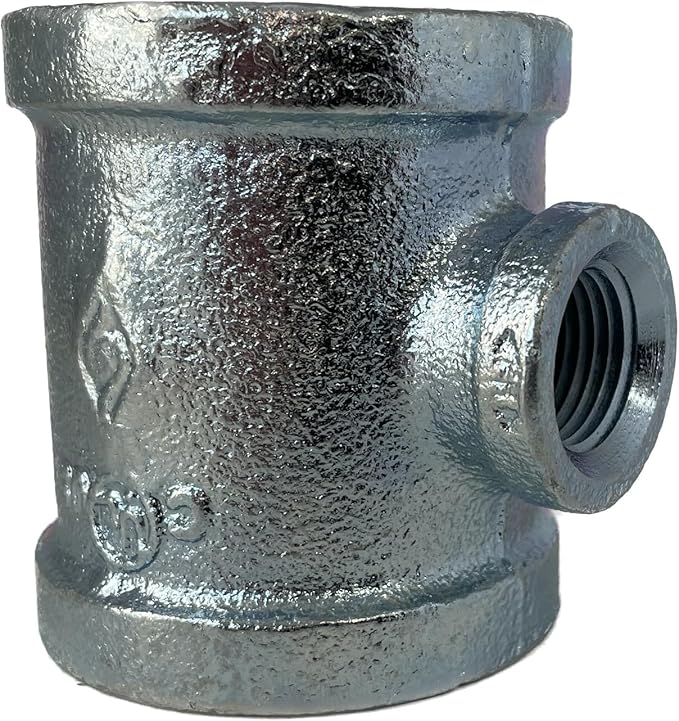 BMI 1-1/2 Inch x 1 Inch x 1-1/2 Inch NPT Galvanized Reducing Tee, 150# Pressure Rating, UL/FM Certified, Malleable Iron Pipe Fitting, ASTM A197, ASME B16.3-36472