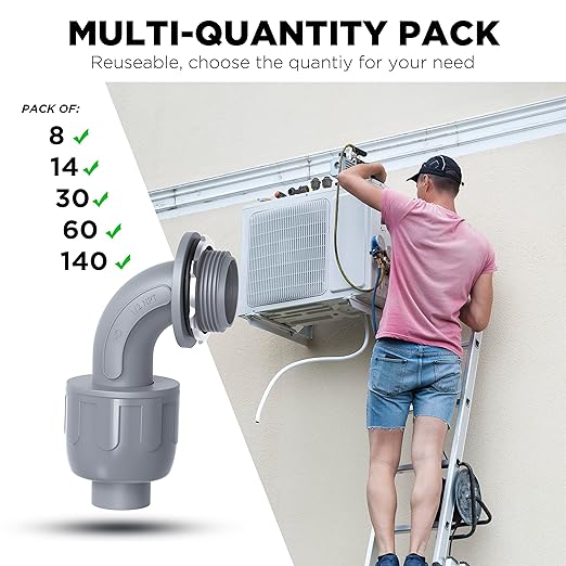 1/2-Inch Liquid Tight Conduit Connectors, NPT Non-Metallic Connector for PVC Electrical Flexible Conduit Fittings, 90-Degree, for Home Outdoor Tubes Tools, UL Listed, Grey, 14-Pack