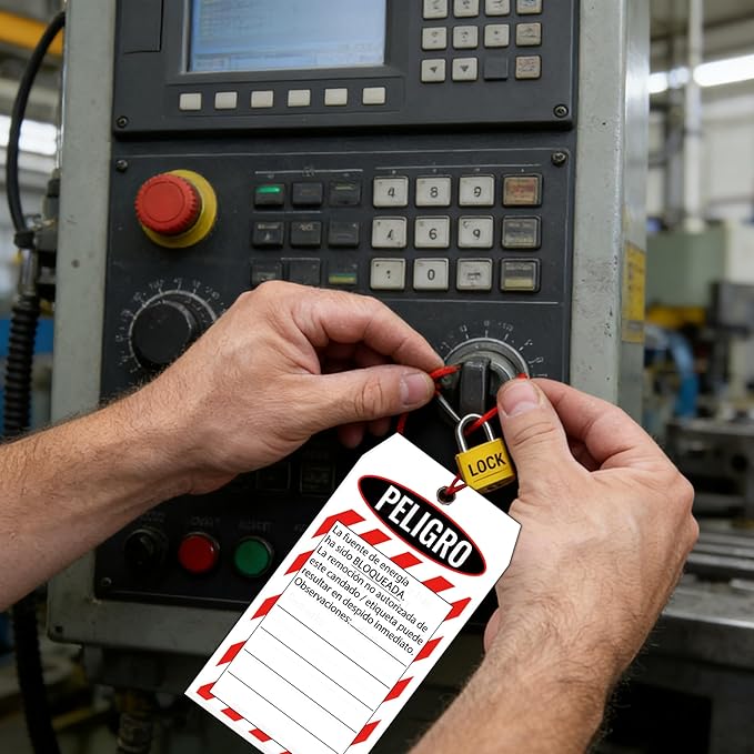 Pop Resin 50 Pcs Lockout Tagout Tags Do not Operate Equipment Labels with 50 Zip Ties OSHA Compliant for Out of Service Machine Maintenance (Spanish)