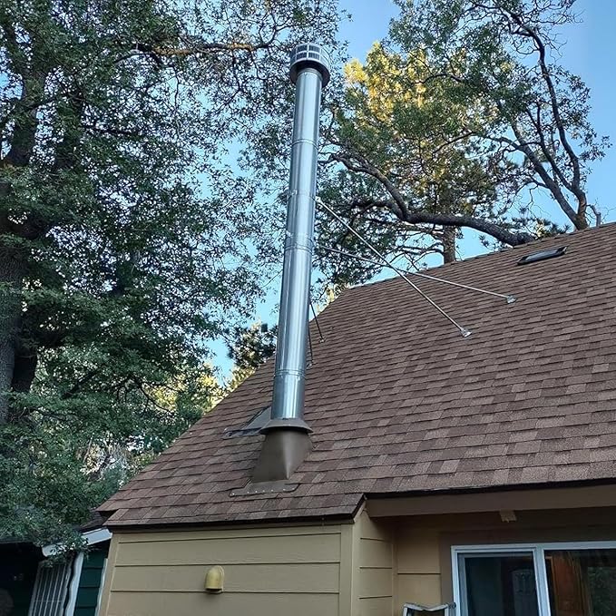 Stainless Steel Extended Roof Chimney Support Kit, 6-14" Adjustable Extended Roof Brace, Chimney Stove Pipe Support Provide Stability Against Wind and Snow(6-14")
