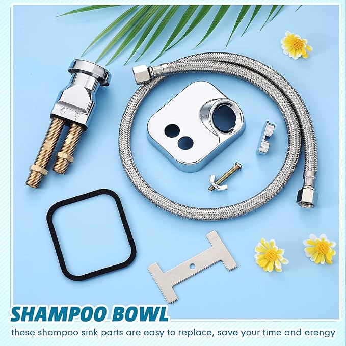 Hortsun Shampoo Bowl Vacuum Breaker Kit, 14 Pcs Stainless Steel Shampoo Sink Parts for Replacement