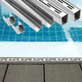 2 Pcs Pool Deck Drain 1.25-inch W x 4-feet L, Silver Outdoor Deck Drainage System 304 Stainless Steel with Coupling, Channel Drain for Integrated Grate/Concrete/Paver/Patios/Walkways
