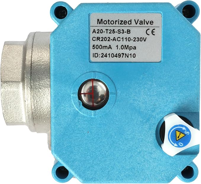 U.S. Solid 1" 3 Way Stainless Steel Motorized Ball Valve L Type AC/DC9-24V, Water Shutoff Valve with Manual Function, Standard Port