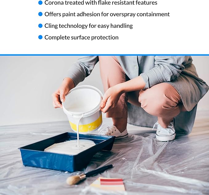 Reli. Plastic Sheeting, White | 16' x 350 Feet | Overspray Plastic Sheeting - Translucent | Masking Film, Protective Painter's Coverage Roll for Automotive/Auto Body, Painting