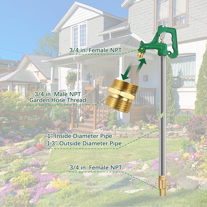 5.25ft Frost Free Yard Hydrant Frost Proof Outdoor Faucet Freeze Proof, Water Hydrant 3/4" Pipe Connection,Outdoor Faucet for Yard Garden Irrigation,5.25' Total Length 36" Bury Depth