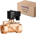 UNOX 1 1/4" NPT Solenoid Valve 110V AC, Brass Control Valve Normally Closed - 7-232 PSI Multi-Purpose Reliable Control Valve for Water, Air, and Gas - Solenoid Valves
