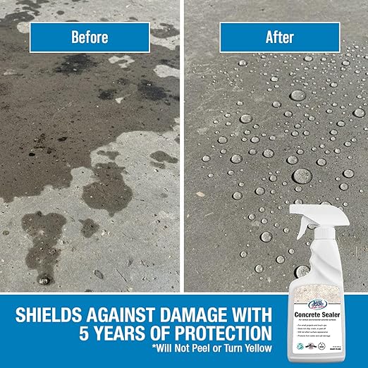 Rain Guard Water Sealers SP-4006 Concrete Sealer 16oz Spray - Clear Natural Finish - Deep Penetrating Water Repellent Protection for All Concrete Surfaces - Water-Based Silane/Siloxane