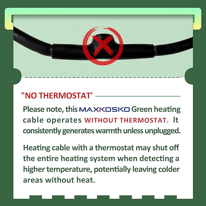 MAXKOSKO 70 Feet Pipe Heat Cable for Water Pipe Freeze Protection, Self-Regulating Heat Tape for Metal And Plastic Home Pipes, Anti-Freeze Pipe Heating Trace System 120 V
