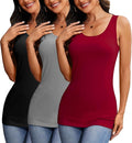 H HIAMIGOS Womens 3 Packs Long Tank Tops Stretchy Cotton Sleeveless Camisole Undershirts Layering Workout Yoga Camis