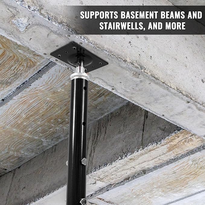 4 Pcs Adjustable Jack Post, 19"-36" Height Range, Basement Floor House Screw Jacks for Lifting Joist Beam Brace for Cellar Ceiling, Center Point Load Capacity 11023 Lbs (Black)