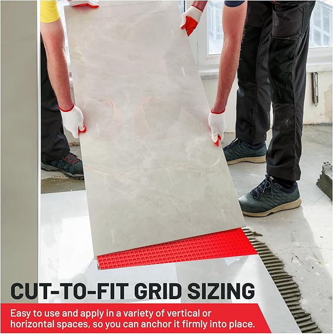 Uncoupling Membrane for Tile- Waterproof Anti-Fracture Underlayment for Shower Floor, Bathroom Tile, Stone & Concrete - Crack Isolation Mat for Tile Installation