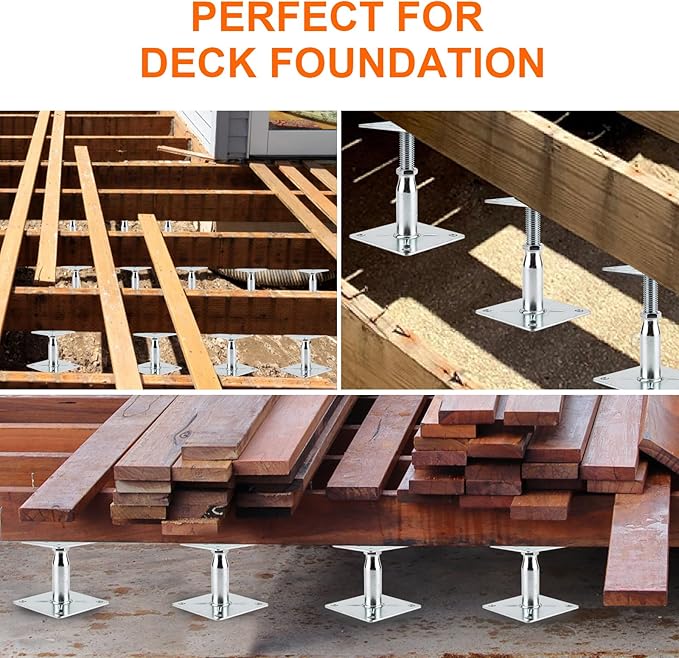 4 Pack Adjustable Support Jack for The Floor,Deck Foundation,Post Floor Joist Jacks,RV Step Stabilizer,Mini Screw Jack- Post 3.5" to 6"