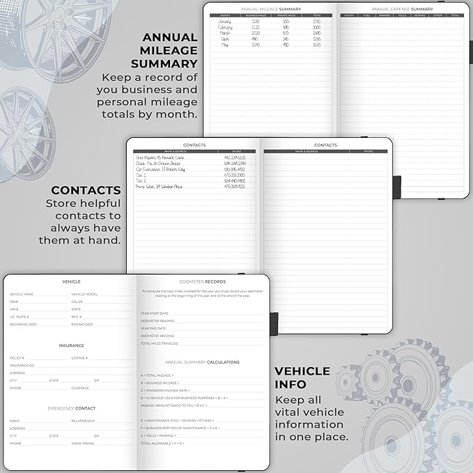 Clever Fox Auto Mileage Log Book – Vehicle Logbook with Mileage, Expense, Gas Consumption & Lubrication Trackers – Driving Logger for Car Records – A5 Size, 1,674 Mileage Entries (Black)