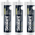 Bright White Kitchen & Bathroom Sealant & Adhesive Hybrid Polymer | Superior to Silicone Caulk Sealant | Waterproof, Odorless, Paintable | Ideal for Around Bathtub, Shower, Kitchen - 300ml 3 Pack