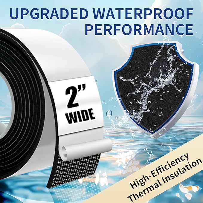 MAXKOSKO Pipe Insulation Tape, 13 Ft x 3 in Outdoor Water Pipe Wrap Insulation Roll, Foam Insulated Wrap Self-Adhesive for Pipe Freeze Protection, Heat Tape for Water Pipes, Copper PVC AC Line