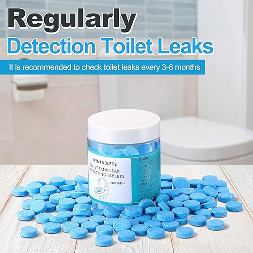 Demissle 100 Pcs Toilet Leak Detection Tablets, Blue Dye Tablets with Storage Bottle, Detect Silent Tank Leaks, Water Tracer Dye for Bathroom Toilets Detection