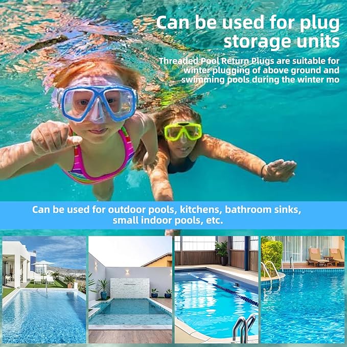 3 Sizes Pool Backwater Plug, Pool Skimmer Plug, Pool Antifreeze Plug, Pool Plug with Stainless Steel Screws for Swimming Pool Inground Pool Above Ground Pool (1", 1.5", 2") Set of 3 (1", 1.5", 2" | 3)