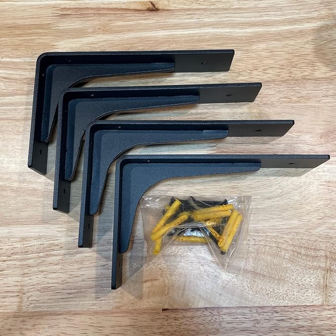 10 inch x 6 inch Shelf Support Bracket Heavy Duty, L Shelf Brackets ,max Load 300lbs, , Metal Brackets for Shelves, Counter top Bracket ,Corner Brace,Pack of 4. (10 "x 6 " Supporting Bar)