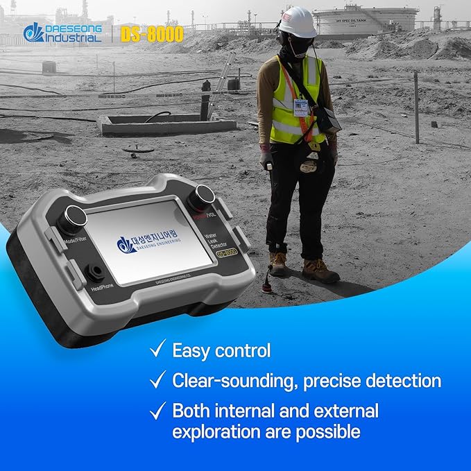 DS-8000 Professional Acoustic Water Leak Detector – Made in South Korea | Premium Quality with Separate Internal & External Sensors and Headphones.