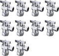 10 Pack Angle Stop Valve,1/2" Nominal Comp (5/8"OD Comp,Fits 1/2" Copper Pipe) X 3/8'' OD Compression Quater Turn Elbow Valve, 5/8 Inches OD X 3/8 Inches OD Shut Off Valve,Chrome